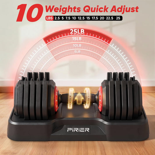 Adjustable Dumbbell Set 25/50LB Dumbbells Weight, 10-in-1/18-in-1 Weight Dumbbell with Anti-Slip Metal Handle and Bicep Supports for Comprehensive Full Body Strength Training