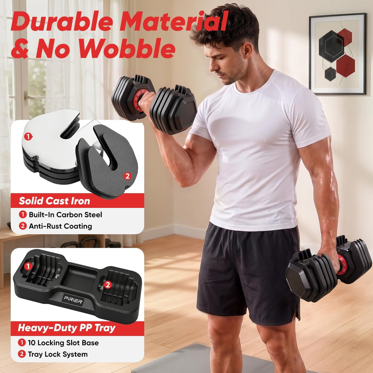 Adjustable Dumbbell Set 25/50LB Dumbbells Weight, 10-in-1/18-in-1 Weight Dumbbell with Anti-Slip Metal Handle and Bicep Supports for Comprehensive Full Body Strength Training