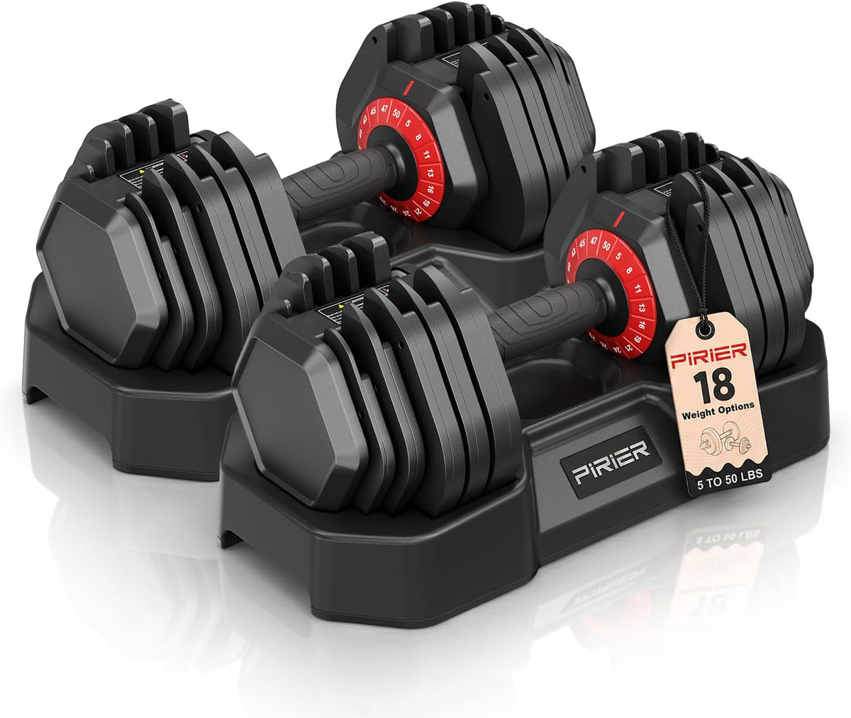 Adjustable Dumbbell Set 25/50LB Dumbbells Weight, 10-in-1/18-in-1 Weight Dumbbell with Anti-Slip Metal Handle and Bicep Supports for Comprehensive Full Body Strength Training