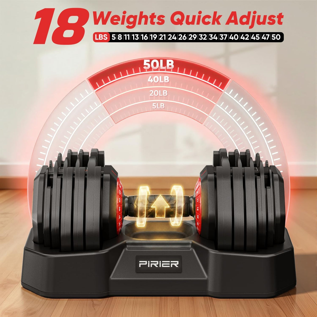 Adjustable Dumbbell Set 25/50LB Dumbbells Weight, 10-in-1/18-in-1 Weight Dumbbell with Anti-Slip Metal Handle and Bicep Supports for Comprehensive Full Body Strength Training