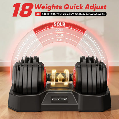 Adjustable Dumbbell Set 25/50LB Dumbbells Weight, 10-in-1/18-in-1 Weight Dumbbell with Anti-Slip Metal Handle and Bicep Supports for Comprehensive Full Body Strength Training