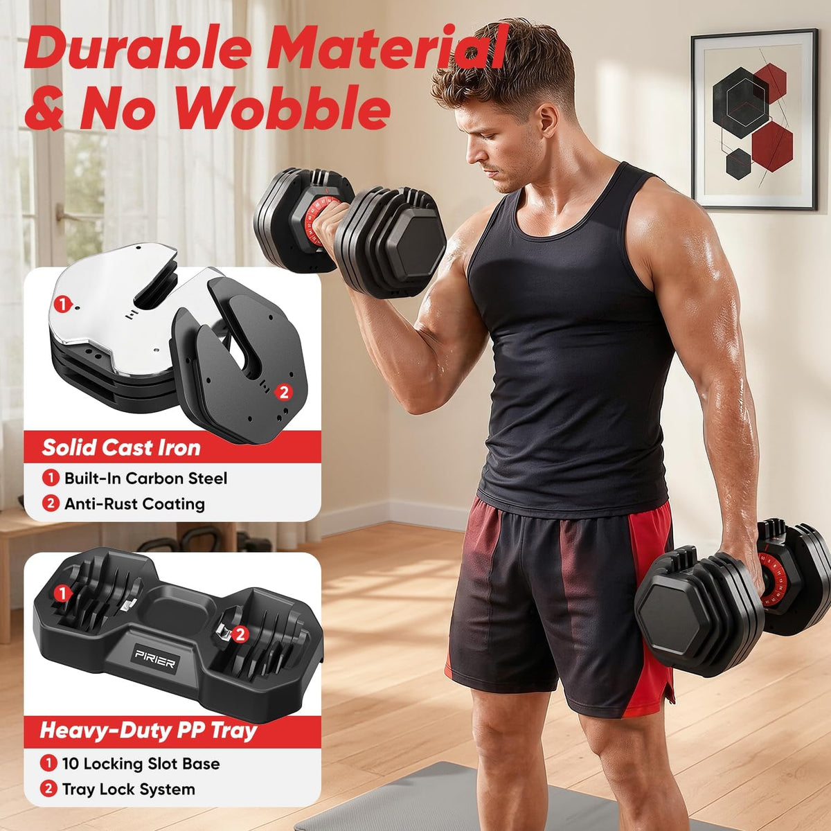 Adjustable Dumbbell Set 25/50LB Dumbbells Weight, 10-in-1/18-in-1 Weight Dumbbell with Anti-Slip Metal Handle and Bicep Supports for Comprehensive Full Body Strength Training