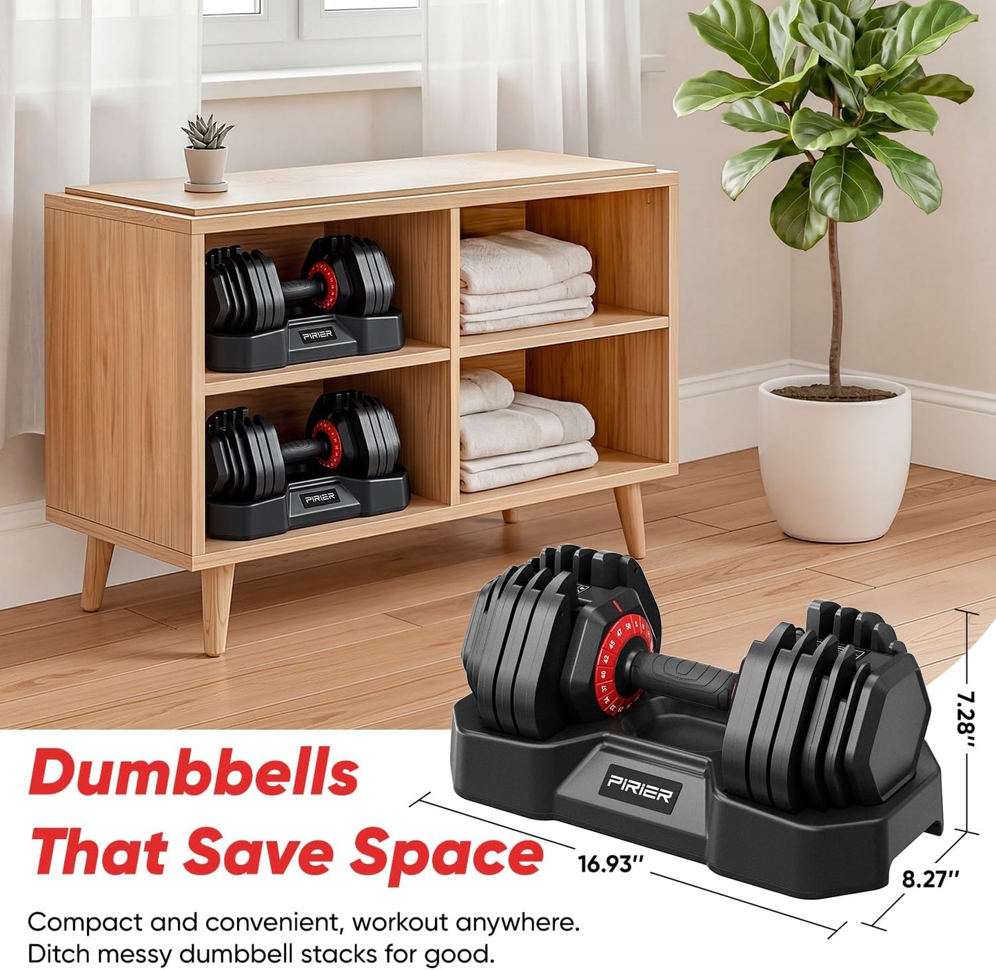 Adjustable Dumbbell Set 25/50LB Dumbbells Weight, 10-in-1/18-in-1 Weight Dumbbell with Anti-Slip Metal Handle and Bicep Supports for Comprehensive Full Body Strength Training
