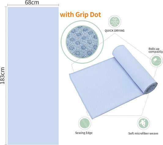 3 Pack Yoga Mat Towels with Grip Dot, Hot Yoga Towel Non Slip Yoga Mat Towel Non-Slip Sweat Absorbent Anti-Slip Yoga Towel for Bikram,Pilates