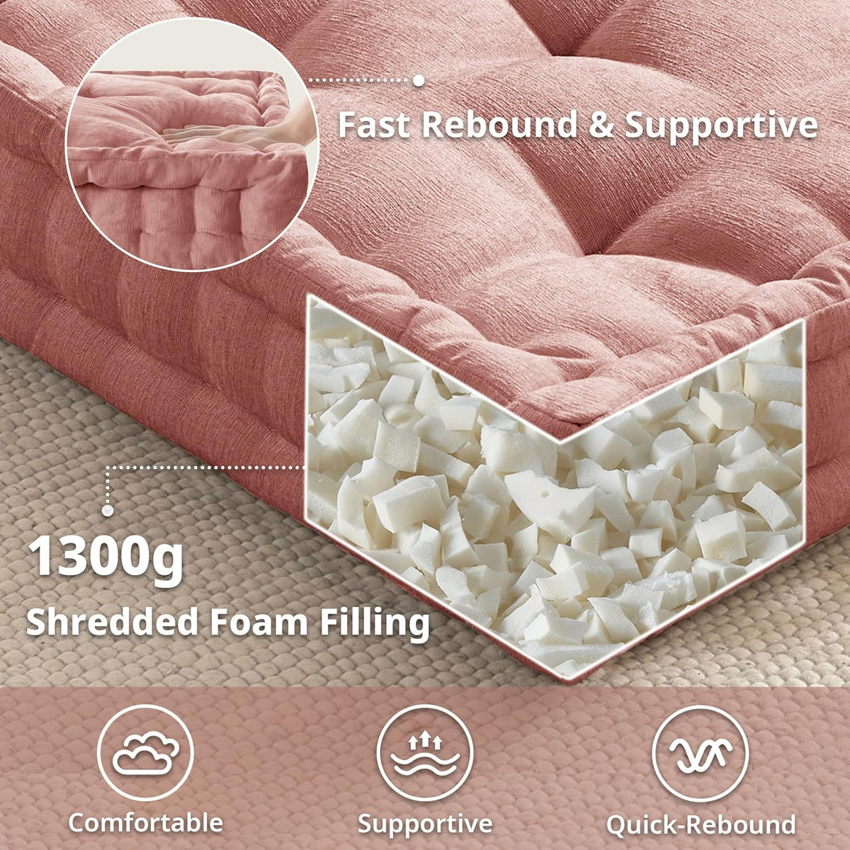 Intelligent Design Azza Floor Pillow, Large Cushions Sitting for Adults, Floor Pillow for Meditation or Yoga, Lustrous Chenille Tufted with Scalloped Edges for Bench/Chair Cushion, 24"x24"x5" Aqua