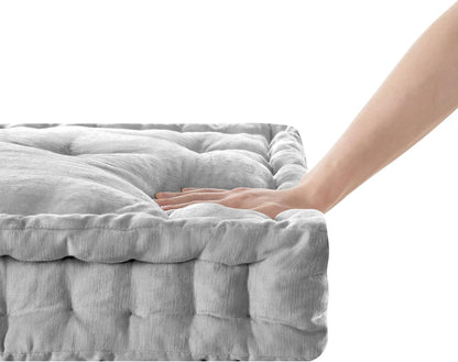 Intelligent Design Azza Floor Pillow, Large Cushions Sitting for Adults, Floor Pillow for Meditation or Yoga, Lustrous Chenille Tufted with Scalloped Edges for Bench/Chair Cushion, 24"x24"x5" Aqua