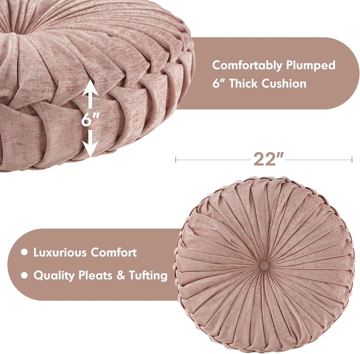 Intelligent Design Azza Floor Pillow, Large Cushions Sitting for Adults, Floor Pillow for Meditation or Yoga, Lustrous Chenille Tufted with Scalloped Edges for Bench/Chair Cushion, 24"x24"x5" Aqua