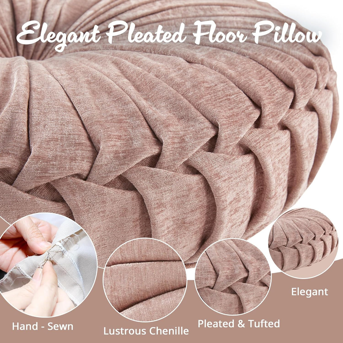 Intelligent Design Azza Floor Pillow, Large Cushions Sitting for Adults, Floor Pillow for Meditation or Yoga, Lustrous Chenille Tufted with Scalloped Edges for Bench/Chair Cushion, 24"x24"x5" Aqua