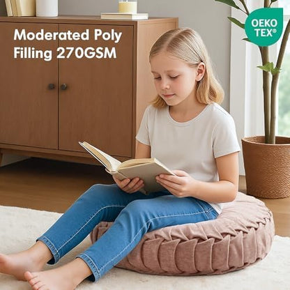 Intelligent Design Azza Floor Pillow, Large Cushions Sitting for Adults, Floor Pillow for Meditation or Yoga, Lustrous Chenille Tufted with Scalloped Edges for Bench/Chair Cushion, 24"x24"x5" Aqua