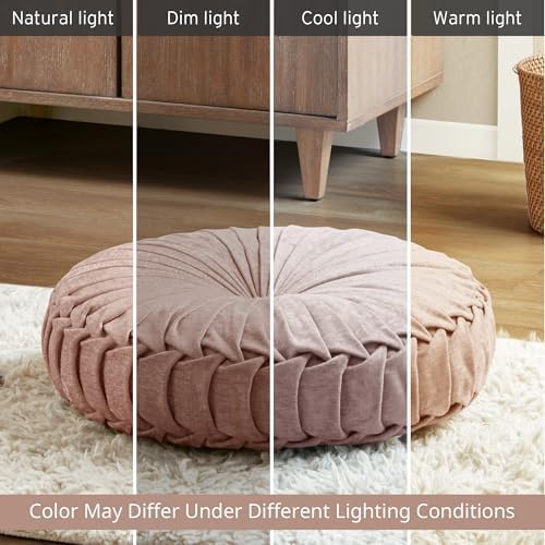 Intelligent Design Azza Floor Pillow, Large Cushions Sitting for Adults, Floor Pillow for Meditation or Yoga, Lustrous Chenille Tufted with Scalloped Edges for Bench/Chair Cushion, 24"x24"x5" Aqua