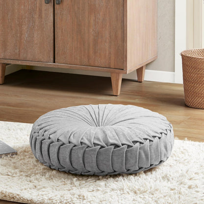 Intelligent Design Azza Floor Pillow, Large Cushions Sitting for Adults, Floor Pillow for Meditation or Yoga, Lustrous Chenille Tufted with Scalloped Edges for Bench/Chair Cushion, 24"x24"x5" Aqua