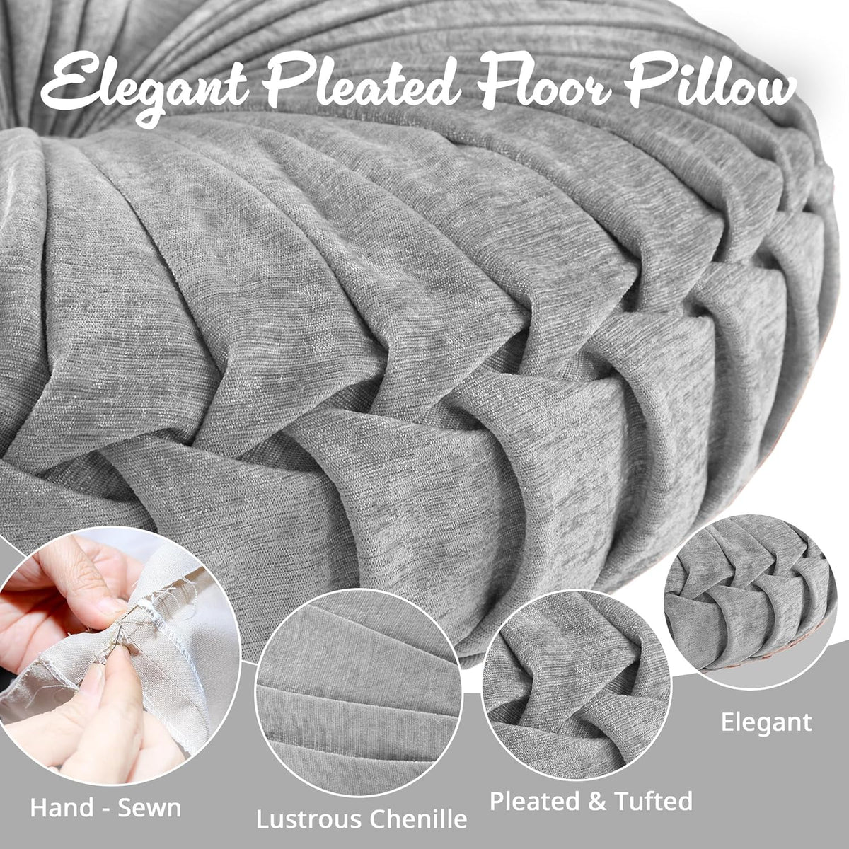 Intelligent Design Azza Floor Pillow, Large Cushions Sitting for Adults, Floor Pillow for Meditation or Yoga, Lustrous Chenille Tufted with Scalloped Edges for Bench/Chair Cushion, 24"x24"x5" Aqua