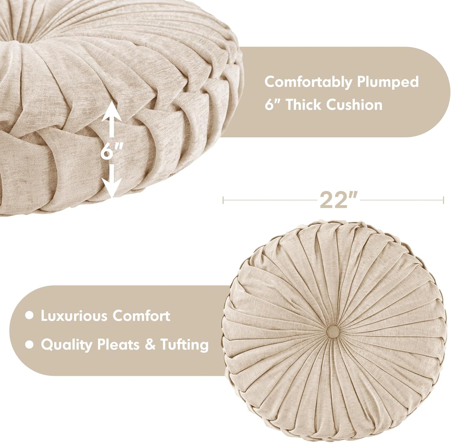 Intelligent Design Azza Floor Pillow, Large Cushions Sitting for Adults, Floor Pillow for Meditation or Yoga, Lustrous Chenille Tufted with Scalloped Edges for Bench/Chair Cushion, 24"x24"x5" Aqua