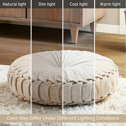Intelligent Design Azza Floor Pillow, Large Cushions Sitting for Adults, Floor Pillow for Meditation or Yoga, Lustrous Chenille Tufted with Scalloped Edges for Bench/Chair Cushion, 24"x24"x5" Aqua
