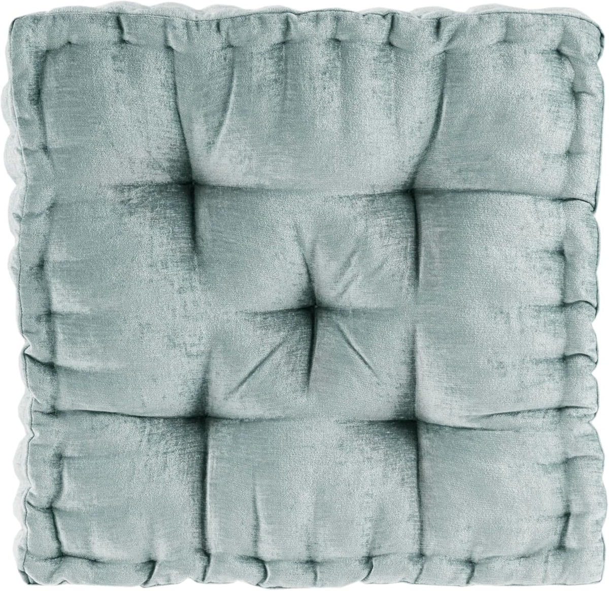 Intelligent Design Azza Floor Pillow, Large Cushions Sitting for Adults, Floor Pillow for Meditation or Yoga, Lustrous Chenille Tufted with Scalloped Edges for Bench/Chair Cushion, 24"x24"x5" Aqua