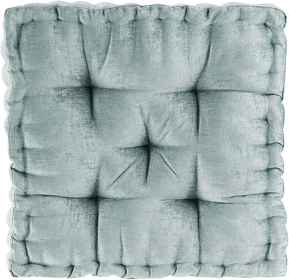 Intelligent Design Azza Floor Pillow, Large Cushions Sitting for Adults, Floor Pillow for Meditation or Yoga, Lustrous Chenille Tufted with Scalloped Edges for Bench/Chair Cushion, 24"x24"x5" Aqua