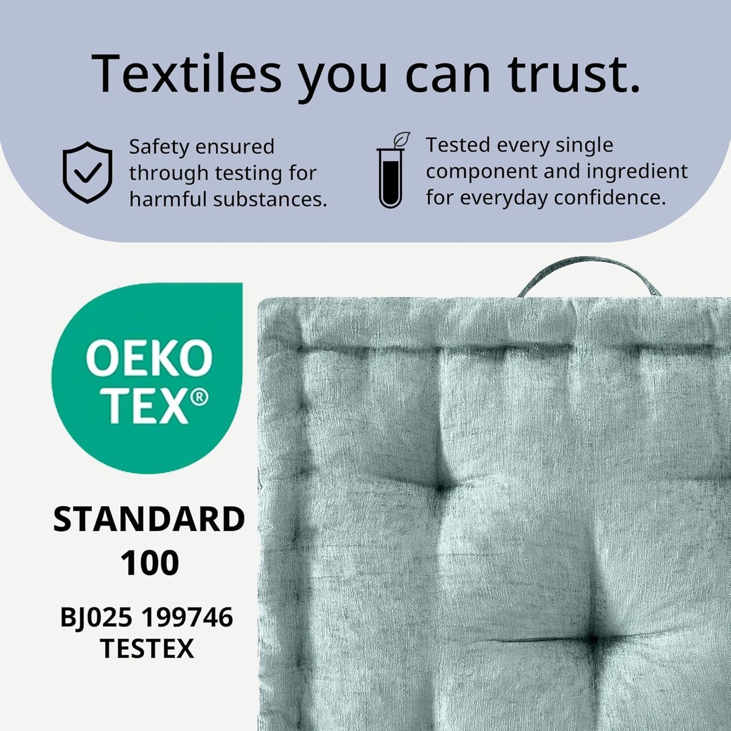 Intelligent Design Azza Floor Pillow, Large Cushions Sitting for Adults, Floor Pillow for Meditation or Yoga, Lustrous Chenille Tufted with Scalloped Edges for Bench/Chair Cushion, 24"x24"x5" Aqua