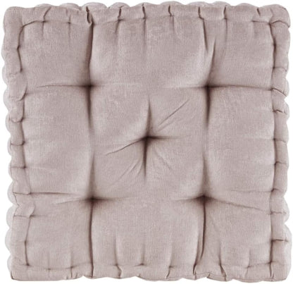Intelligent Design Azza Floor Pillow, Large Cushions Sitting for Adults, Floor Pillow for Meditation or Yoga, Lustrous Chenille Tufted with Scalloped Edges for Bench/Chair Cushion, 24"x24"x5" Aqua
