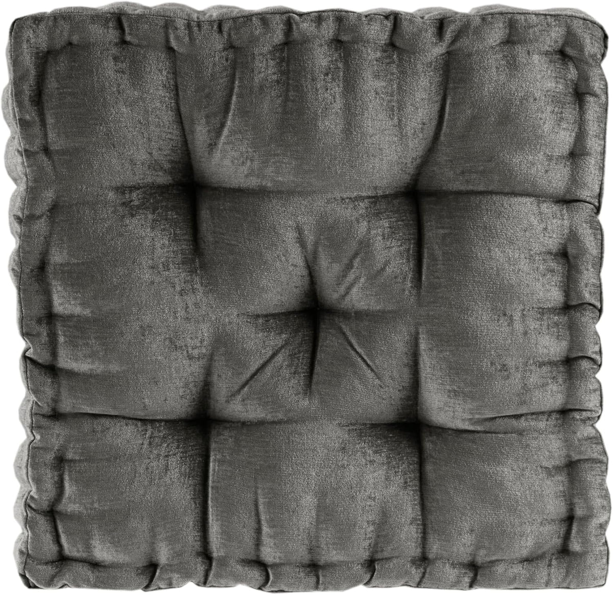 Intelligent Design Azza Floor Pillow, Large Cushions Sitting for Adults, Floor Pillow for Meditation or Yoga, Lustrous Chenille Tufted with Scalloped Edges for Bench/Chair Cushion, 24"x24"x5" Aqua