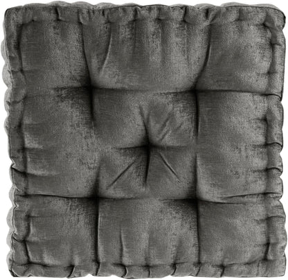 Intelligent Design Azza Floor Pillow, Large Cushions Sitting for Adults, Floor Pillow for Meditation or Yoga, Lustrous Chenille Tufted with Scalloped Edges for Bench/Chair Cushion, 24"x24"x5" Aqua