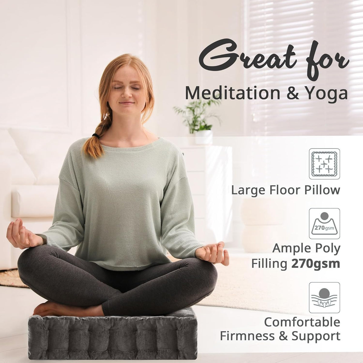 Intelligent Design Azza Floor Pillow, Large Cushions Sitting for Adults, Floor Pillow for Meditation or Yoga, Lustrous Chenille Tufted with Scalloped Edges for Bench/Chair Cushion, 24"x24"x5" Aqua