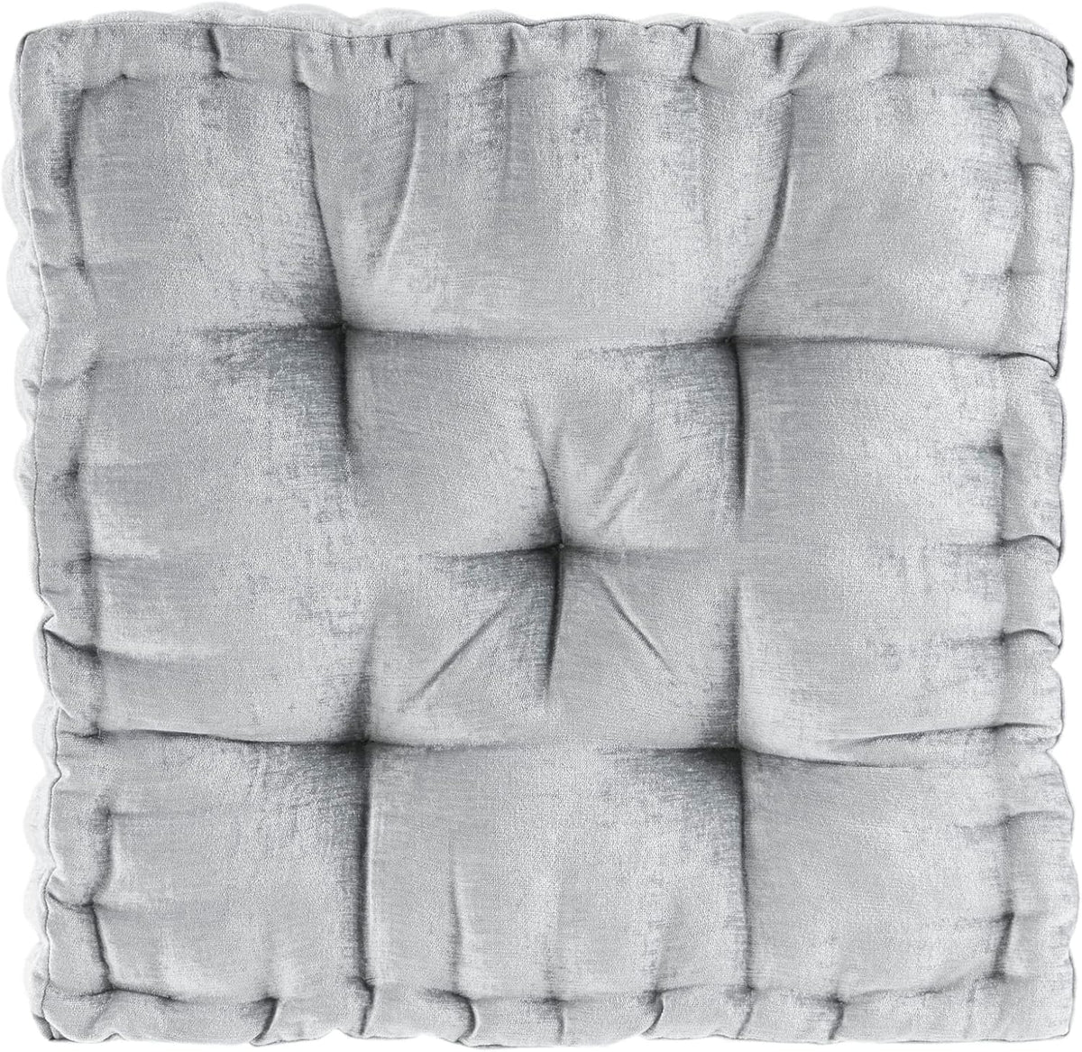 Intelligent Design Azza Floor Pillow, Large Cushions Sitting for Adults, Floor Pillow for Meditation or Yoga, Lustrous Chenille Tufted with Scalloped Edges for Bench/Chair Cushion, 24"x24"x5" Aqua