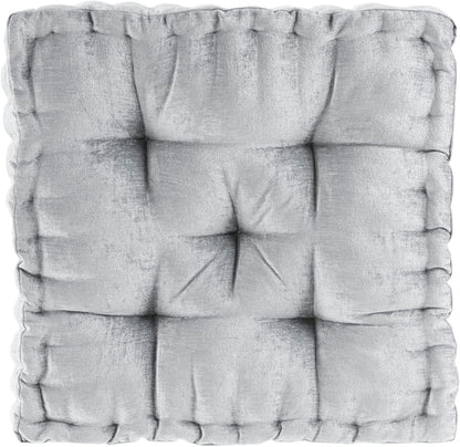 Intelligent Design Azza Floor Pillow, Large Cushions Sitting for Adults, Floor Pillow for Meditation or Yoga, Lustrous Chenille Tufted with Scalloped Edges for Bench/Chair Cushion, 24"x24"x5" Aqua