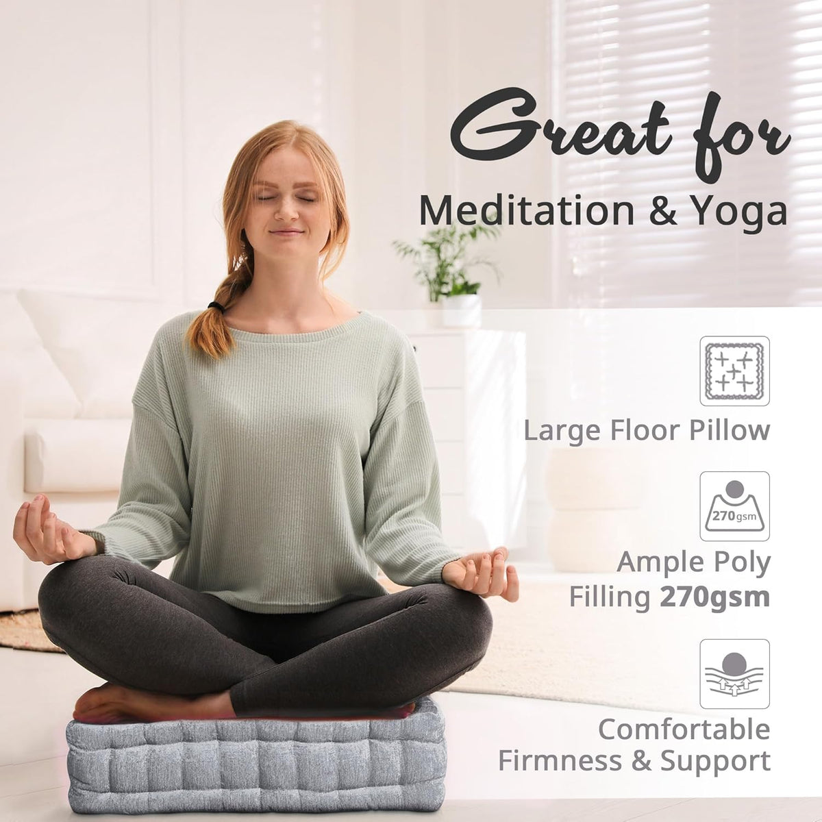 Intelligent Design Azza Floor Pillow, Large Cushions Sitting for Adults, Floor Pillow for Meditation or Yoga, Lustrous Chenille Tufted with Scalloped Edges for Bench/Chair Cushion, 24"x24"x5" Aqua