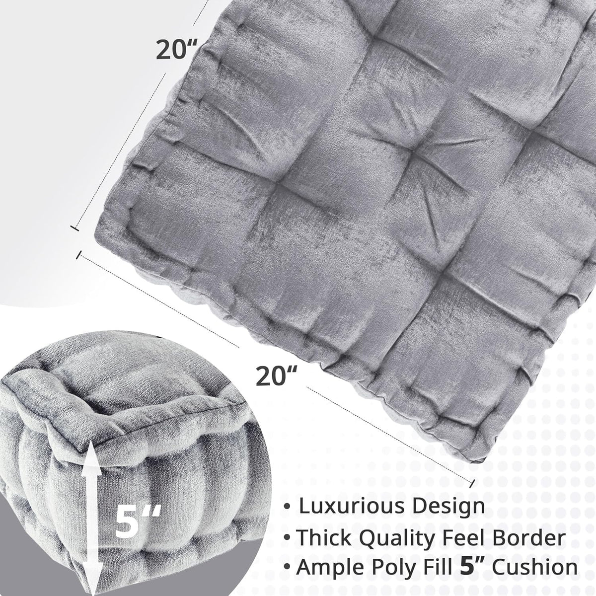 Intelligent Design Azza Floor Pillow, Large Cushions Sitting for Adults, Floor Pillow for Meditation or Yoga, Lustrous Chenille Tufted with Scalloped Edges for Bench/Chair Cushion, 24"x24"x5" Aqua