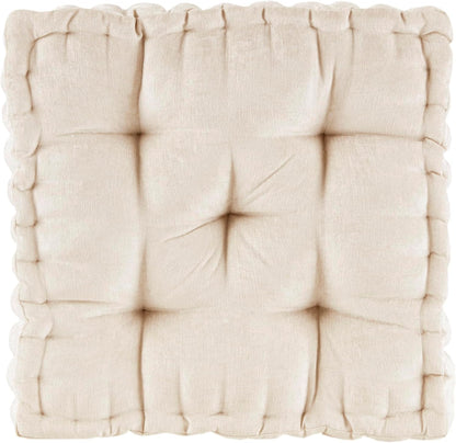Intelligent Design Azza Floor Pillow, Large Cushions Sitting for Adults, Floor Pillow for Meditation or Yoga, Lustrous Chenille Tufted with Scalloped Edges for Bench/Chair Cushion, 24"x24"x5" Aqua