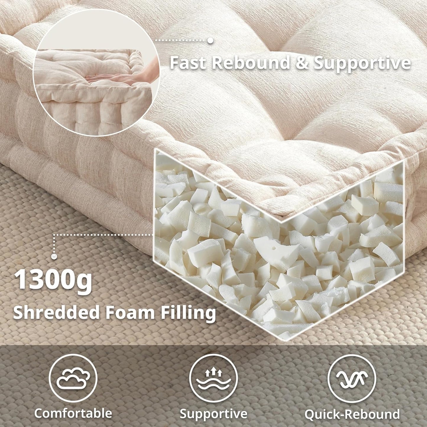 Intelligent Design Azza Floor Pillow, Large Cushions Sitting for Adults, Floor Pillow for Meditation or Yoga, Lustrous Chenille Tufted with Scalloped Edges for Bench/Chair Cushion, 24"x24"x5" Aqua