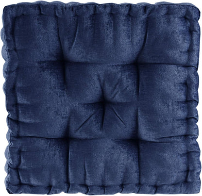 Intelligent Design Azza Floor Pillow, Large Cushions Sitting for Adults, Floor Pillow for Meditation or Yoga, Lustrous Chenille Tufted with Scalloped Edges for Bench/Chair Cushion, 24"x24"x5" Aqua
