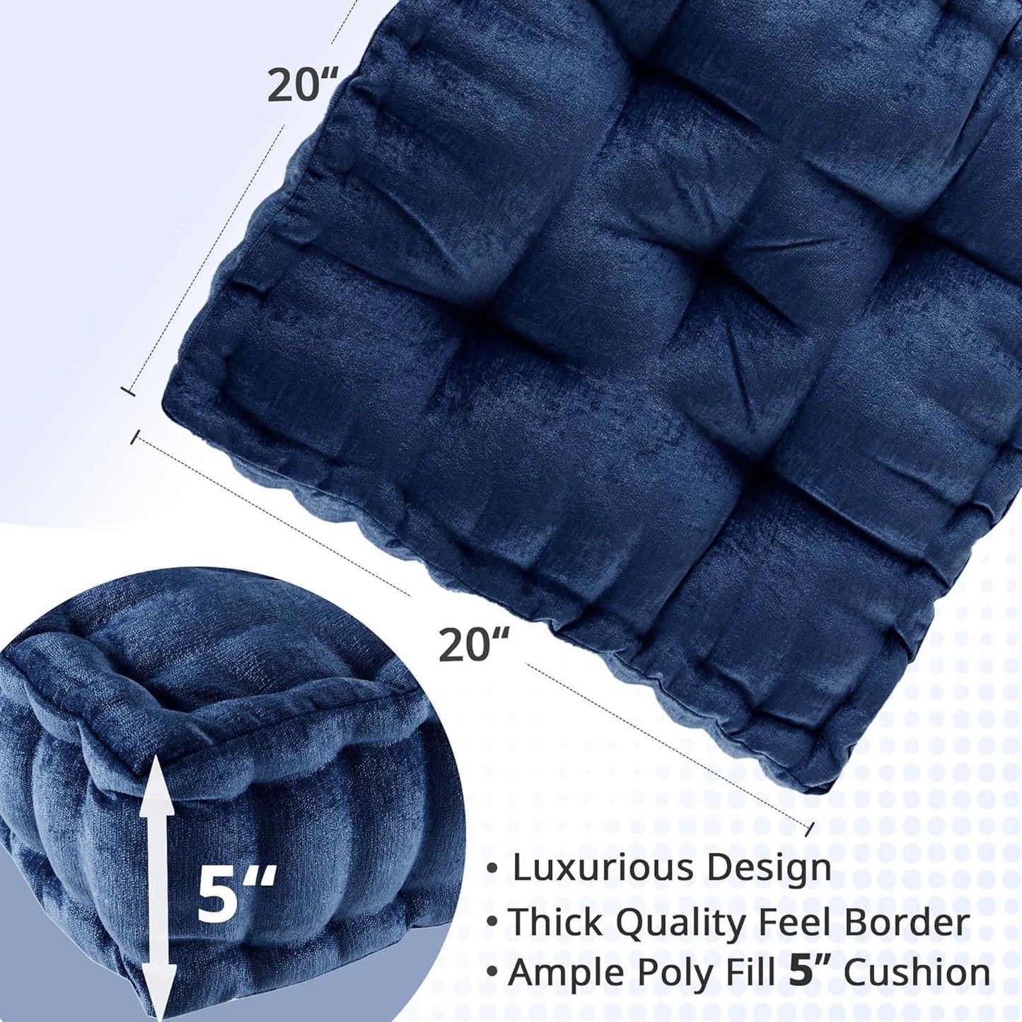 Intelligent Design Azza Floor Pillow, Large Cushions Sitting for Adults, Floor Pillow for Meditation or Yoga, Lustrous Chenille Tufted with Scalloped Edges for Bench/Chair Cushion, 24"x24"x5" Aqua