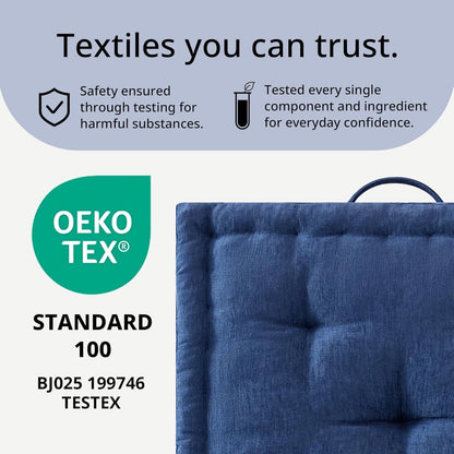 Intelligent Design Azza Floor Pillow, Large Cushions Sitting for Adults, Floor Pillow for Meditation or Yoga, Lustrous Chenille Tufted with Scalloped Edges for Bench/Chair Cushion, 24"x24"x5" Aqua