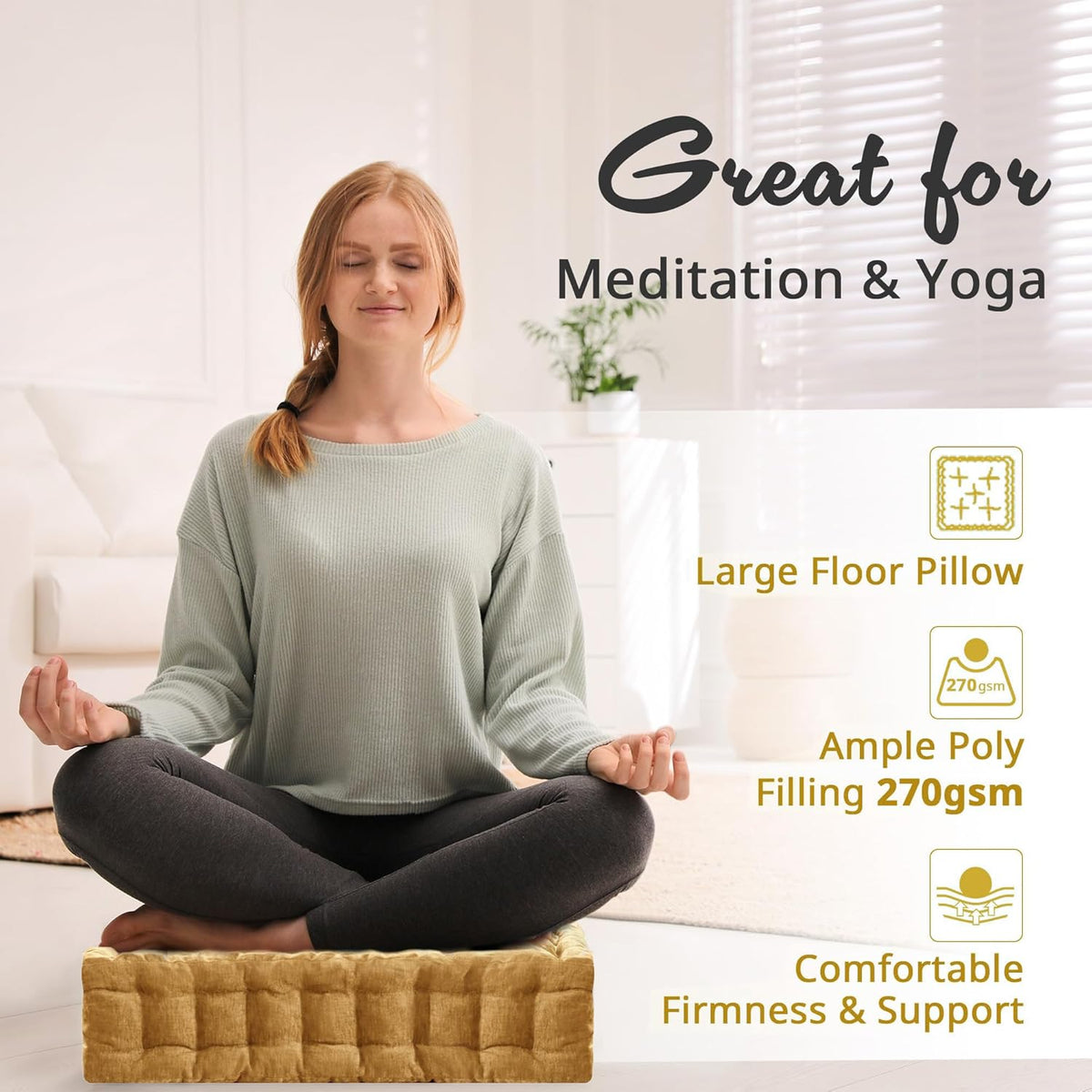 Intelligent Design Azza Floor Pillow, Large Cushions Sitting for Adults, Floor Pillow for Meditation or Yoga, Lustrous Chenille Tufted with Scalloped Edges for Bench/Chair Cushion, 24"x24"x5" Aqua