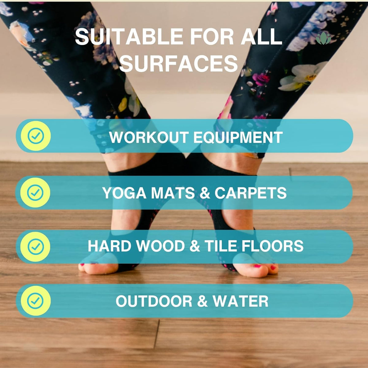 Allegro Toeless Pilates Socks with Grips for Women, Non-Slip Open-Toe Grip Socks for Yoga, 2 Pack