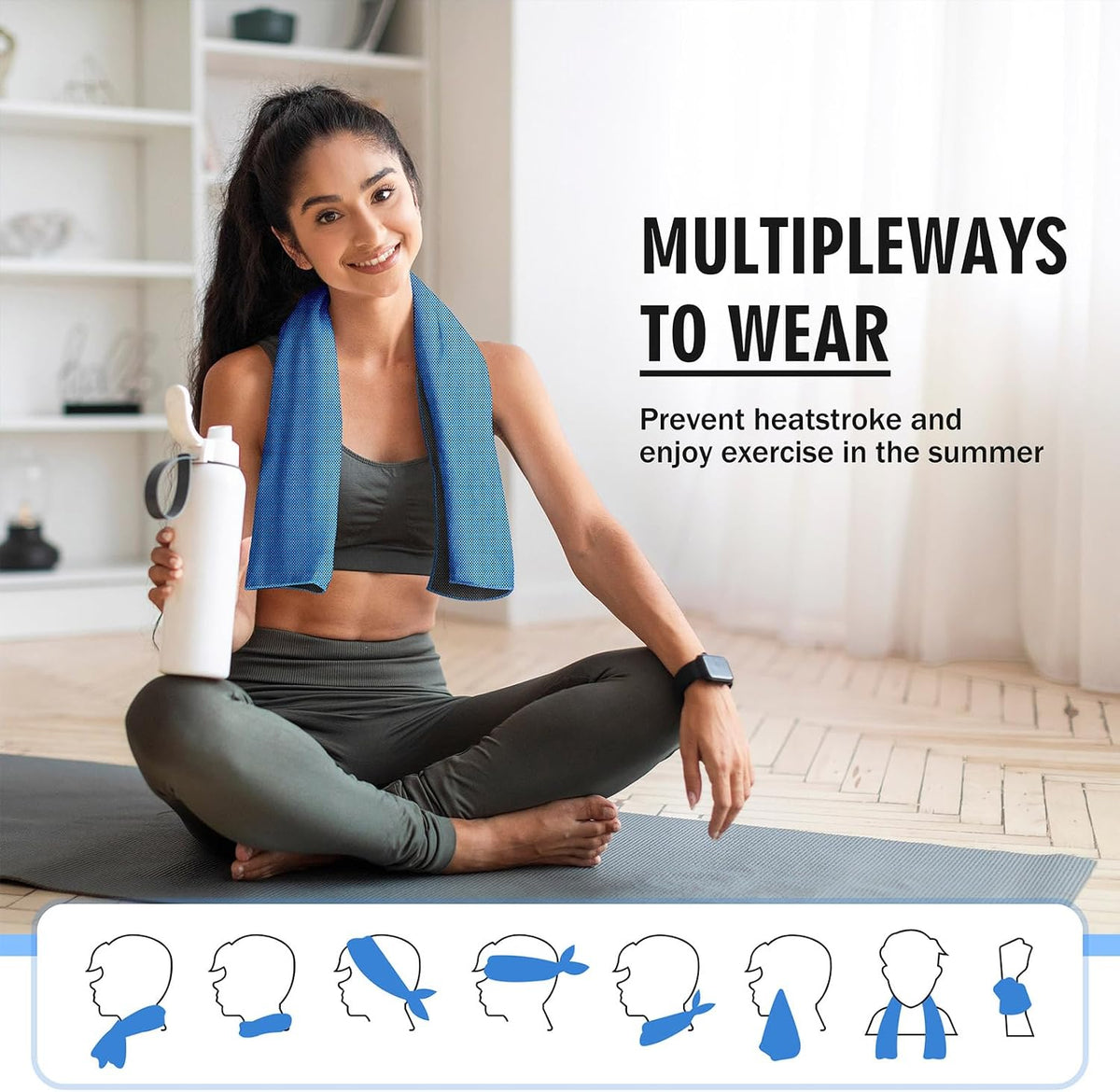4 Pack Cooling Towels (40"x12"), Soft Breathable Cooling Towels for Neck and Face, Microfiber Workout Towels for Yoga, Golf, Running, Hiking & More Activities