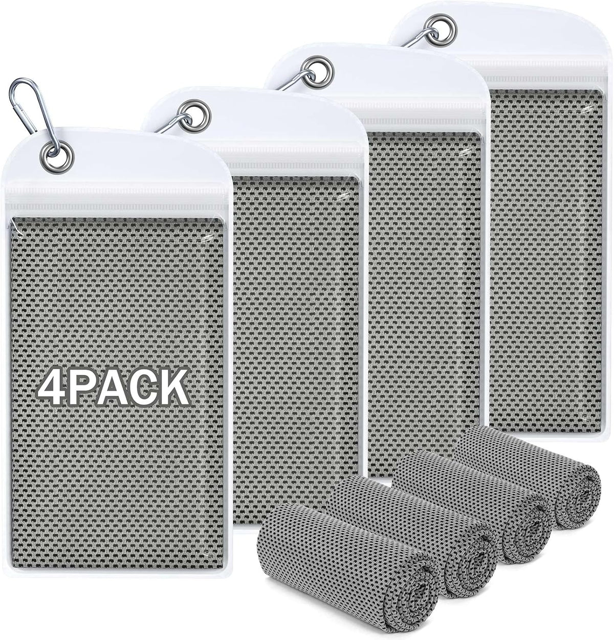 4 Pack Cooling Towels (40"x12"), Soft Breathable Cooling Towels for Neck and Face, Microfiber Workout Towels for Yoga, Golf, Running, Hiking & More Activities