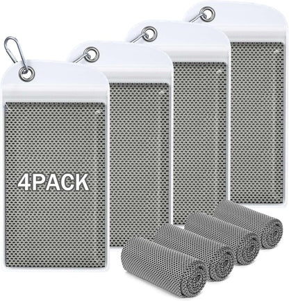 4 Pack Cooling Towels (40"x12"), Soft Breathable Cooling Towels for Neck and Face, Microfiber Workout Towels for Yoga, Golf, Running, Hiking & More Activities