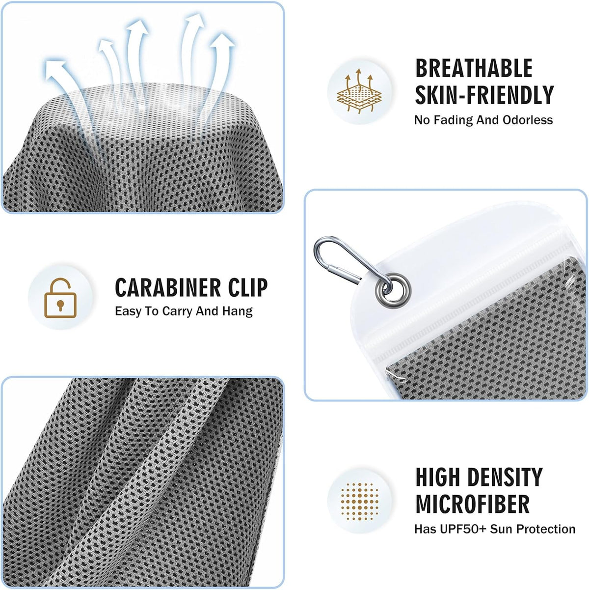 4 Pack Cooling Towels (40"x12"), Soft Breathable Cooling Towels for Neck and Face, Microfiber Workout Towels for Yoga, Golf, Running, Hiking & More Activities