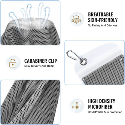 4 Pack Cooling Towels (40"x12"), Soft Breathable Cooling Towels for Neck and Face, Microfiber Workout Towels for Yoga, Golf, Running, Hiking & More Activities