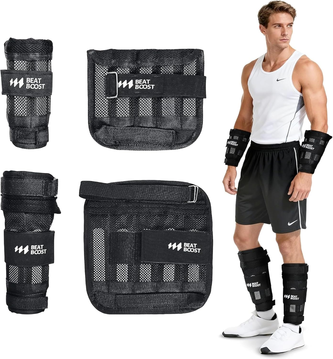Ankle Wrist Weights 4lb/10lb/15lb/20lb/25lb/30lb Adjustable Leg Arm Weights for Men Walking Pilates Exercise Workout Gym Aerobics