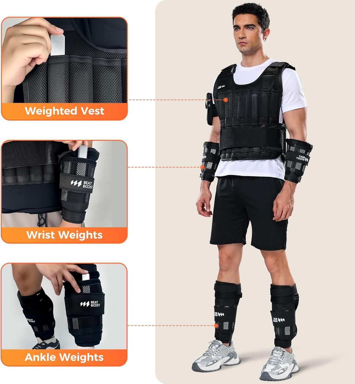 Ankle Wrist Weights 4lb/10lb/15lb/20lb/25lb/30lb Adjustable Leg Arm Weights for Men Walking Pilates Exercise Workout Gym Aerobics