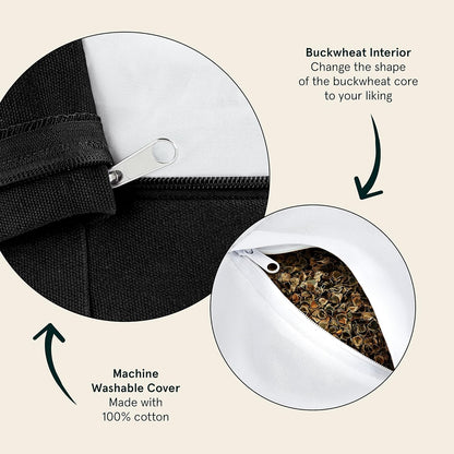 Sedona Zafu Meditation Cushion Filled w/Buckwheat Hulls - Yoga Pillow for Meditation Practices - Machine Washable 100% Cotton Cover & Durable Carry Handle, Round