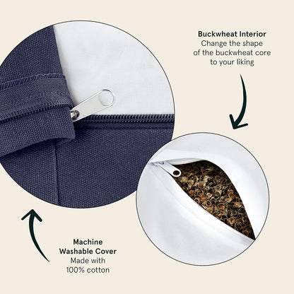 Sedona Zafu Meditation Cushion Filled w/Buckwheat Hulls - Yoga Pillow for Meditation Practices - Machine Washable 100% Cotton Cover & Durable Carry Handle, Round