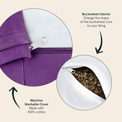 Sedona Zafu Meditation Cushion Filled w/Buckwheat Hulls - Yoga Pillow for Meditation Practices - Machine Washable 100% Cotton Cover & Durable Carry Handle, Round