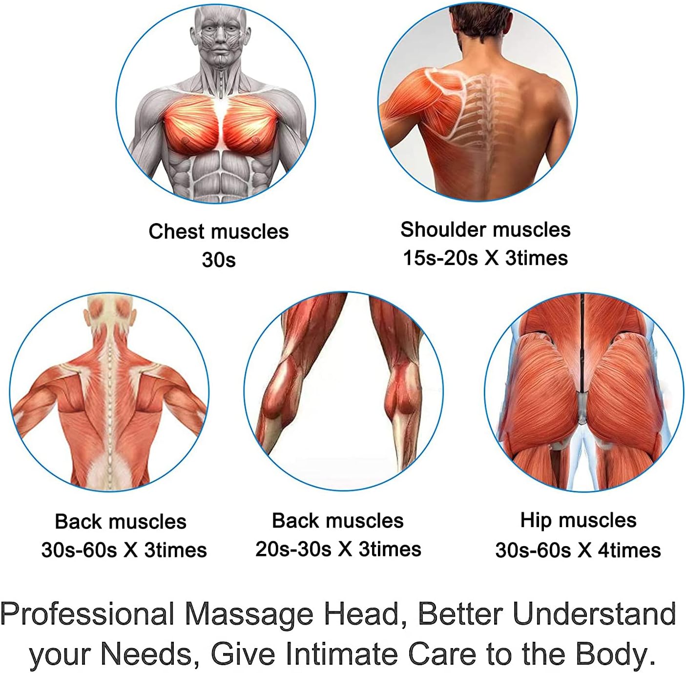 Massage Gun Heads for Hypervolt Go, Replaceable Massager Gun Attachment Different Muscle Massager Heads Deep Tissue Percussion Plug and Play Salon Tools Home Pain Relief New Upgrade Massage Head