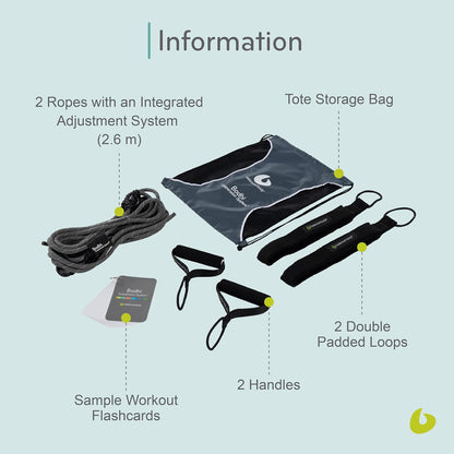Bodhi Suspension System, Pilates Gym Equipment, Suspension Straps Exercise Equipment for Home Gym or Studio, Gray
