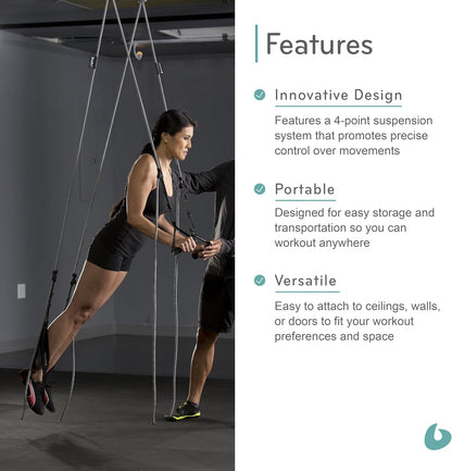 Bodhi Suspension System, Pilates Gym Equipment, Suspension Straps Exercise Equipment for Home Gym or Studio, Gray