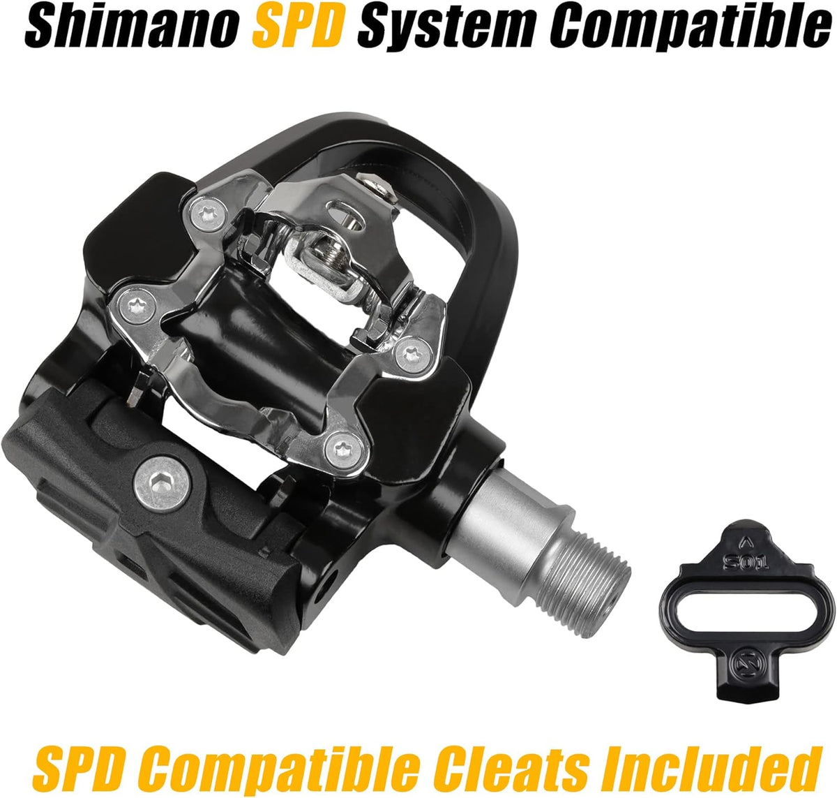 Sealed Fitness Exercise Indoor Bike Bicycle Pedals & Cleats - Compatible with Peloton, Look Delta & Shimano SPD - with Toe Cages Pedals Set or Cage Removal Tool for Indoor Fitness Exercise